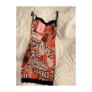 New Girl Order Newspaper/Magazine print lace dress